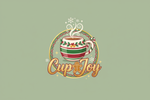 make a logo for my brand called cup joy. make it sort of a christmas theme and use color D9E9CA for the background